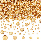 600Pcs 5 Style Brass Beads, Round, Golden, 2~5mm, Hole: 0.8~1.5mm