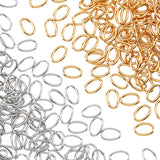 200Pcs 2 Colors 304 Stainless Steel Open Jump Rings, Oval, Golden & Stainless Steel Color, 10x6.5x1.1mm