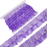 Satin Organza Pleated Ribbons, for Garment Sewing, Medium Purple, 1-5/8 inch(40mm)
