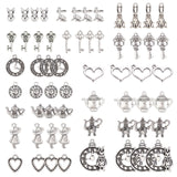 60Pcs 15 Style Alloy Pendants, Mix-shaped, Antique Silver, 4pcs/style