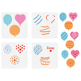 4Pcs 4 Styles PET Hollow Out Drawing Painting Stencils, for DIY Scrapbook, Photo Album, Balloon, 150x150mm, 1pc/style