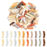 110Pcs 11 Colors Opaque Acrylic Beads, Curved Tube, Mixed Color, 31.5x7.5~10mm, Hole: 1.8mm, 10pcs/color