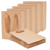 50Pcs Rectangle Kraft Paper Bags with Handle, Retail Shopping Bag, Merchandise Bag, Gift, Party Bag, with Nylon Cord Handles, BurlyWood, 16x12x5.7cm