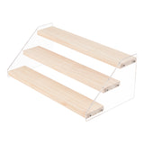 3-Tier Acrylic Displays Stands, with Wood Base, for Doll & Cosmetic Storaging, Triangle, Navajo White, 30x5.5x0.9cm, 17pcs/set