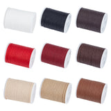 9 Rolls 9 Colors Round Waxed Polyester Cord, Taiwan Waxed Cord, Twisted Cord, Mixed Color, 1mm, about 12.02 yards(11m)/roll, 1 roll/color