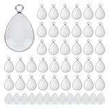 50Pcs 304 Stainless Steel Pendant Cabochon Settings, Milled Edge Bezel Cups, Drop, with 50Pcs Transparent Teardrop Glass Cabochons, Stainless Steel Color, Tray: 18x13mm, 22x13.5x1.5mm, Hole: 2.5mm