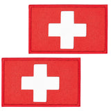 Reflective First Aid Cross Patches, Medical Hoop & Loop Badge, Rectangle, Red, 50x80x3.5mm