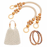 Wood Beads/Bamboo Bag Handles, for Bag Handles Replacement Accessories, Burgundy, 48.5x1.4cm, Inner Diameter: 10cm