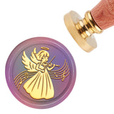 Brass Wax Seal Stamp with Handle, for DIY Scrapbooking, Angel & Fairy Pattern, 3.5x1.18 inch(8.9x3cm)