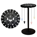 Wooden Wheel, Wooden Display Shelf, Black Holder Stand, Rustic Divination Pendulum Storage Rack, Witch Stuff, Moon, Wheel: 120x8mm, 2pcs, Studdle: 288x12mm, 1pc