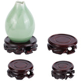 4Pcs 4 Style Vintage Wood Display Base Decoration, for Flat Bottom Stuff, Flat Round, Coconut Brown, 50~84x21.5~25.5mm, 1pc/style