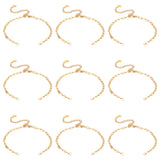 10Pcs Half Finished 304 Stainless Steel Mariner Link Chains Bracelets, with Lobster Claw Clasps, Chain Extender & Jump Rings, for Connector Bracelets Making, Golden, 6-1/4 inch(16cm)