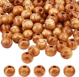 120Pcs Natural Wood Beads, Dyed, Lead Free, Round, BurlyWood, 10x9mm, Hole: 2~3.5mm, 120pcs/bag