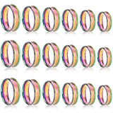 18Pcs 6 Size 304 Stainless Steel Grooved Finger Ring Settings, Ring Core Blank, for Inlay Ring Jewelry Making, Rainbow Color, US Size 6 1/2~13(16.9~22.2mm), 3Pcs/size