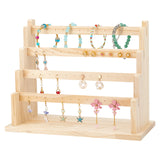 Assemble 4 Tier Wood Jewelry Earring Display Stands, 48 Holes Wood Earring Holder, Blanched Almond