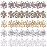 Tibetan Style Alloy Chandelier Components, Woven Net/Web, Mixed Color, 34x28x2mm, Hole: 2mm, 40pcs/box