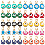 40Pcs 10 Colors Real 18K Gold Plated Plated Brass Enamel Beads, Long-Lasting Plated, with Jump Ring, Evil Eye, Mixed Color, 9.5x6.5x4.5mm, Jump Ring: 4x0.7mm, 2.5mm inner diameter, 4pcs/color