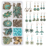 192Pcs DIY Retro Style Earring Making Kits, Including Alloy Beads & Pendants, Synthetic Turquoise, Brass Earring Hooks, Iron Pins & Jump Rings, Antique Bronze & Green Patina