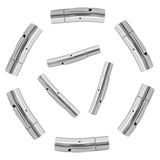 Tube 304 Stainless Steel Bayonet Clasps, Jewelry Findings, Stainless Steel Color, 28x5.5~7mm, Hole: 4~5mm, 6sets/box