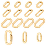 Real 18K Gold Plated 12Pcs 3 Styles Brass Spring Gate Rings, Oval, Platinum & Golden, 16~23x7~13x2.5~3.5mm(7~10 Gauge), Inner Diameter: 12~17x3.5~7.5mm, 4pcs/style