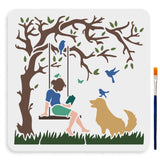 1Pc PET Hollow Out Drawing Painting Stencils, with 1Pc Art Paint Brushes, for DIY Scrapbook, Photo Album, Dog, 300x300mm