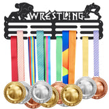 Wrestling Theme Iron Medal Hanger Holder Display Wall Rack, with Screws, Black, 150x400mm