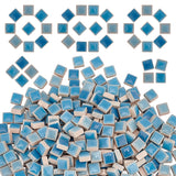 Gradient Color Porcelain Cabochons, Square Mosaic Tiles, for Home Decoration or DIY Crafts, Steel Blue, 10x10x5.5mm, 108pcs/bag, 3 bags/box
