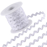 1Pc Sparkle Wavy Polyester Ribbons, with 1Pc Plastic Empty Spools, White, 1/4 inch(5mm), about 16.40~18.59 Yards(15~17m)/Roll