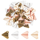 60Pcs 4 Colors Tibetan Style Zinc Alloy Pendants, Paper Plane Charms, Mixed Color, 17x18.5x3.5mm, Hole: 1.8~2mm, 15pcs/color