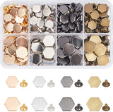 Alloy Rivets, with Iron Finding, for DIY Leathercraft, Hexagon, Mixed Color, 11~15.5x10~13.5x4.5mm, 120 sets/box