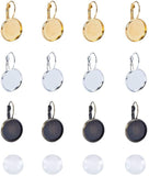 Brass Leverback Earring Findings, Mixed Color, Tray: 16mm, 30x18mm