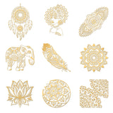 Nickel Decoration Stickers, Metal Resin Filler, Epoxy Resin & UV Resin Craft Filling Material, Golden, Mandala Flower, Mixed Shapes, 40x40mm, 9 style, 1pc/style, 9pcs/set