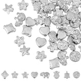 310Pcs 8 Style CCB Plastic Beads, for DIY Jewelry Making, Elephant & Tortoise & Flower, Platinum, 8~12.5x8~10x3.5~4.5mm, Hole: 1.4~1.8mm, 310pcs