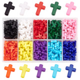 300Pcs 10 Colors Opaque Acrylic Beads, Cross, Mixed Color, 16x12x4.5mm, about 30pcs/color