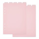 A5 Frosted Plastic Discbound Notebook Index Divider Sheets, 6 Holes Tab Divider for Binder, Rectangle, Pink, 219x148x0.3mm, Hole: 6mm, 5 sheets/set
