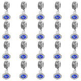 40Pcs Alloy Enamel European Dangle Charms, Evil Eye, Large Hole Pendants, Antique Silver, Blue, 23.5mm, Evil Eye: 13x11.5mm, Hole: 5mm