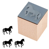 Wooden Stamps with Rubber, for DIY Craft Card Scrapbooking Supplies, Horse, 25~25.5x25~25.5x32mm