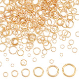 300Pcs 6 Sizes Brass Jump Rings, Open Jump Rings, Round Ring, Real 14K Gold Plated, 3~8x0.5~1mm, 18~24 Gauge, Inner Diameter: 2~6mm, 50pcs/size