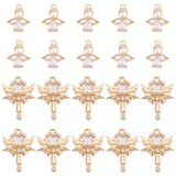 20Pcs 2 Style Rack Plating Brass Micro Pave Clear Cubic Zirconia Pendants, Long-Lasting Plated, Cadmium Free & Lead Free, Mixed Shapes, Light Gold, 14~20.5x11~15.5x3.5~4mm, Hole: 1.2~1.5mm, 10pcs/style
