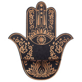 Hamsa Hand Wooden Crystal Sphere Display Stands, Witch Stuff Wiccan Altar Decor, Witchy Supplies Small Tray, for Witchcraft, Black, 250x54.5x300mm