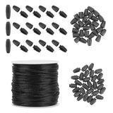 DIY Necklace Making Kits, include Plastic Breakaway Clasps, Round Nylon Braided String Cords, Black, Cord: 2mm, about 10m/roll, 1roll/bag