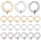 12Pcs 3 Colors 201 Stainless Steel Huggie Hoop Earrings Findings, with Vertical Loops and 316 Surgical Stainless Steel Pins, Ring, Mixed Color, 12x11x3mm, Hole: 1.8mm, Pin: 1mm, 4Pcs/color