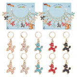 Alloy Enamel Poodle Pendant Stitch Markers, Crochet Leverback Hoop Charms, Locking Stitch Marker with Wine Glass Charm Ring, Mixed Color, 3.8cm, 5 colors, 2pcs/color, 10pcs/set