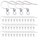 200Pcs 304 Stainless Steel French Earring Hooks, Flat Ear Wire with Ball, Stainless Steel Color, 21 Gauge, 15~17x18mm, Hole: 2mm, Pin: 0.7mm