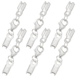 6Pcs 925 Sterling Silver Lobster Claw Clasp, with Folding Crimp Ends, Silver, 26mm