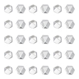40Pcs 925 Sterling Silver Spacer Beads, Polygon, No 925 Stamp, with 1Pc Suede Fabric Square Silver Polishing Cloth, Silver, Bead: 2x2x2mm, Hole: 1mm