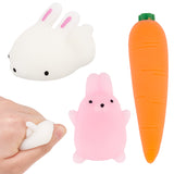 3Pcs 3 Style Rabbit & Carrot Fidget Toy, Funny Fidget Sensory Toy, for Stress Anxiety Relief, Mixed Color, 38~150x24~38.5x13~22mm, 1pc/style