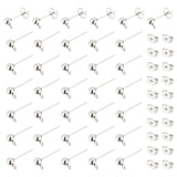 304 Stainless Steel Ball Post Stud Earring Findings, with Loop and Ear Nuts, 7.4x7.2x1.7cm, 300pcs/box