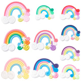80Pcs 10 Colors Rainbow PVC Cabochons, for DIY Mobile Phone Decoration, Mixed Color, 23.5x31.5x2mm, 8pcs/color