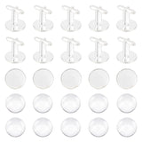 16Pcs Brass Cuff Button, Cufflink Findings for Apparel Accessories, with 16Pcs Glass Cabochons, Silver, Tray: 16mm, 27x18mm